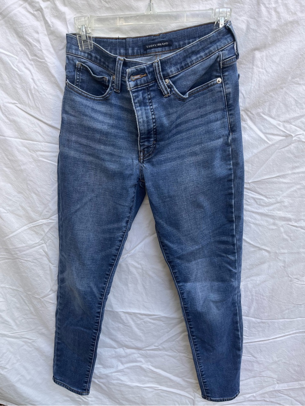 Lucky Brand High Rise Skinny “Bridgette” Medium Wash Whiskered Jeans